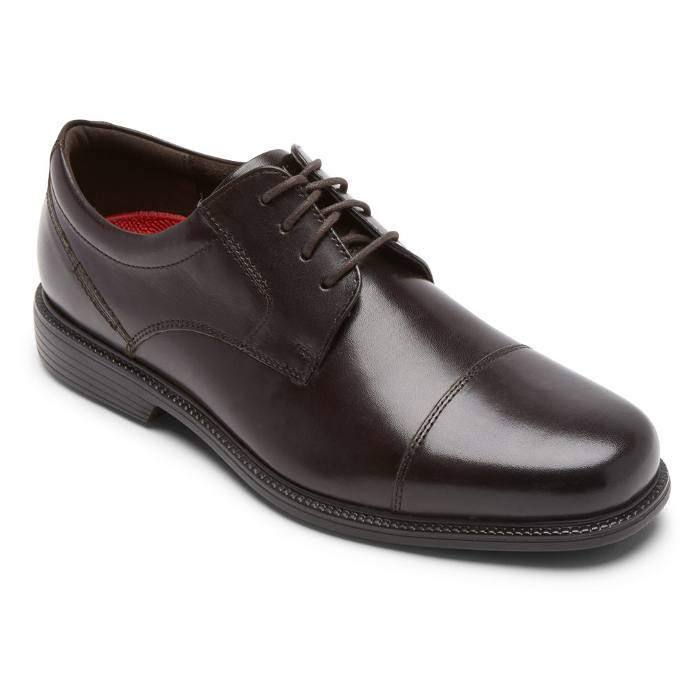 Rockport Mens Oxfords Dark Brown - Charles Road Cap Toe - UK 940-FXTHIS